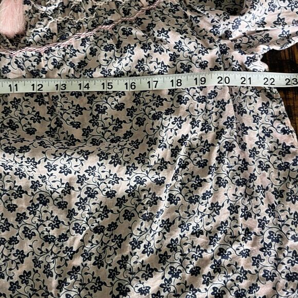 J Jill Shirt Womens XL Floral Blue Pink Crinkle Sheer Art Artsy Shirt Ladies - Picture 6 of 7